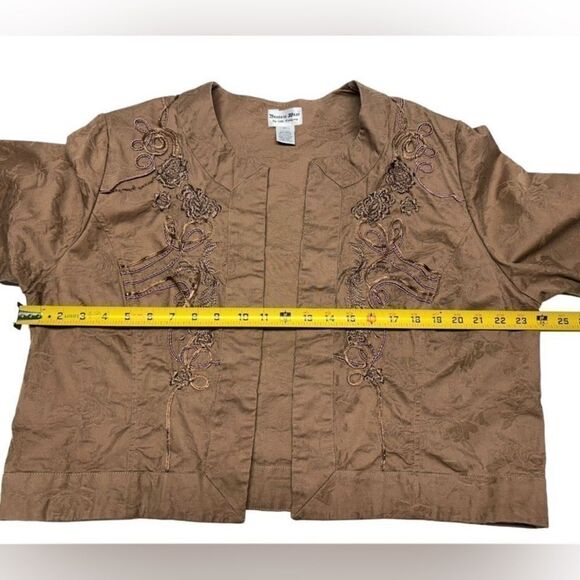 Vintage Bestow Wear Brown Two Piece Set Floral Jacquard Pants Set XL - Picture 10 of 13